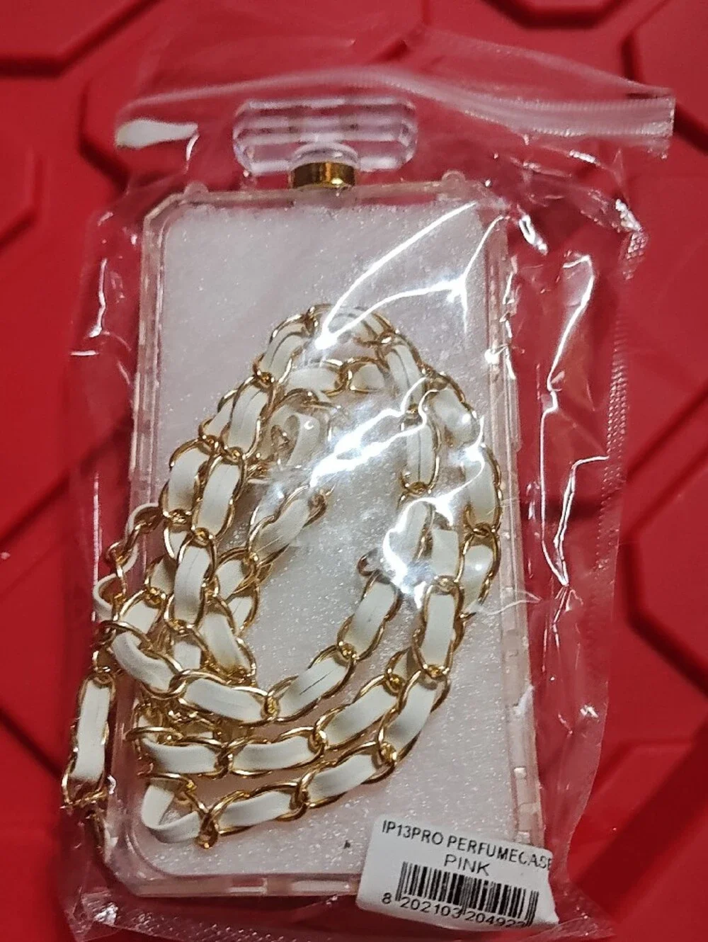 Source Unknown Pink Glitter Stripe Phone Case with Gold Ring Holder
